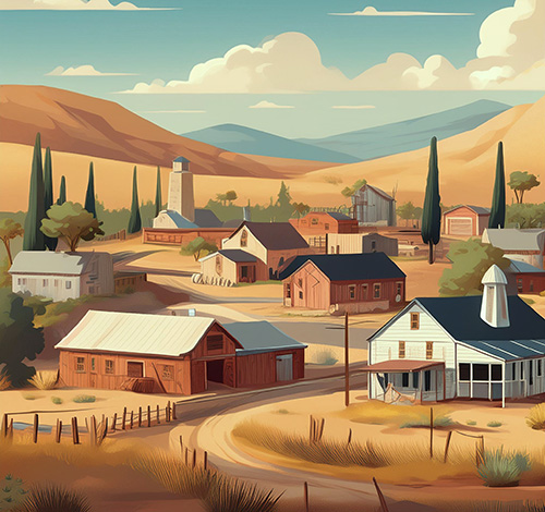 Idaho small town AI cartoon